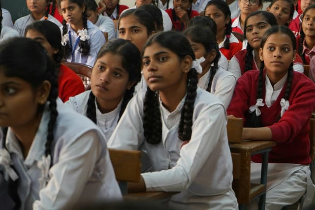 Senior school students seated at desks during a lesson